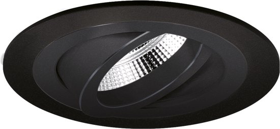 Modena - Inbouwspot Zwart Rond - Kantelbaar - 1 Lichtpunt - Ø 92mm - Bladveren