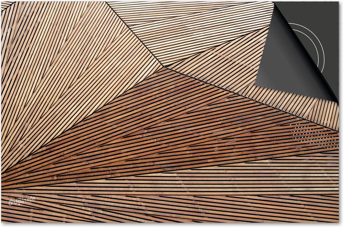 Inductie beschermer 81x52 - afdekplaat inductie mat - Dietrix Kookplaat beschermer - Exclusief - Hout en Boom - Diagonale lijnenspel hout