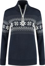 John Brilliant Noorse dames trui fijn gebreid Merino wol donkerblauw bol