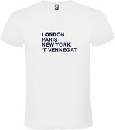 wit T-Shirt met London,Paris, New York , ’t Vennegat tekst Zwart Size XXXXXL