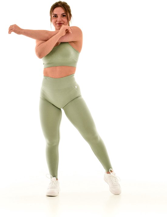 Classic sportoutfit / sportkledingset voor dames / fitnessoutfit legging + sport bh (sage green)