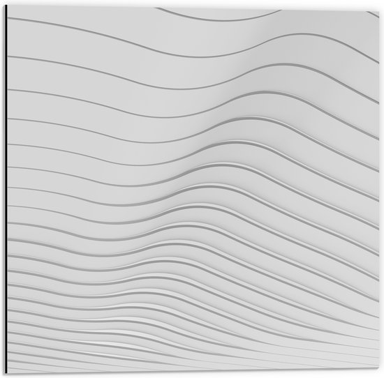 Dibond - Golvende Lijnen op Witte Achtergrond - 50x50 cm Foto op Aluminium (Wanddecoratie van metaal)