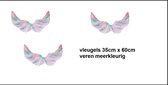 3x Vleugels veren meerkleurig 35cm x 60cm - Themafeest carnaval engel party festival