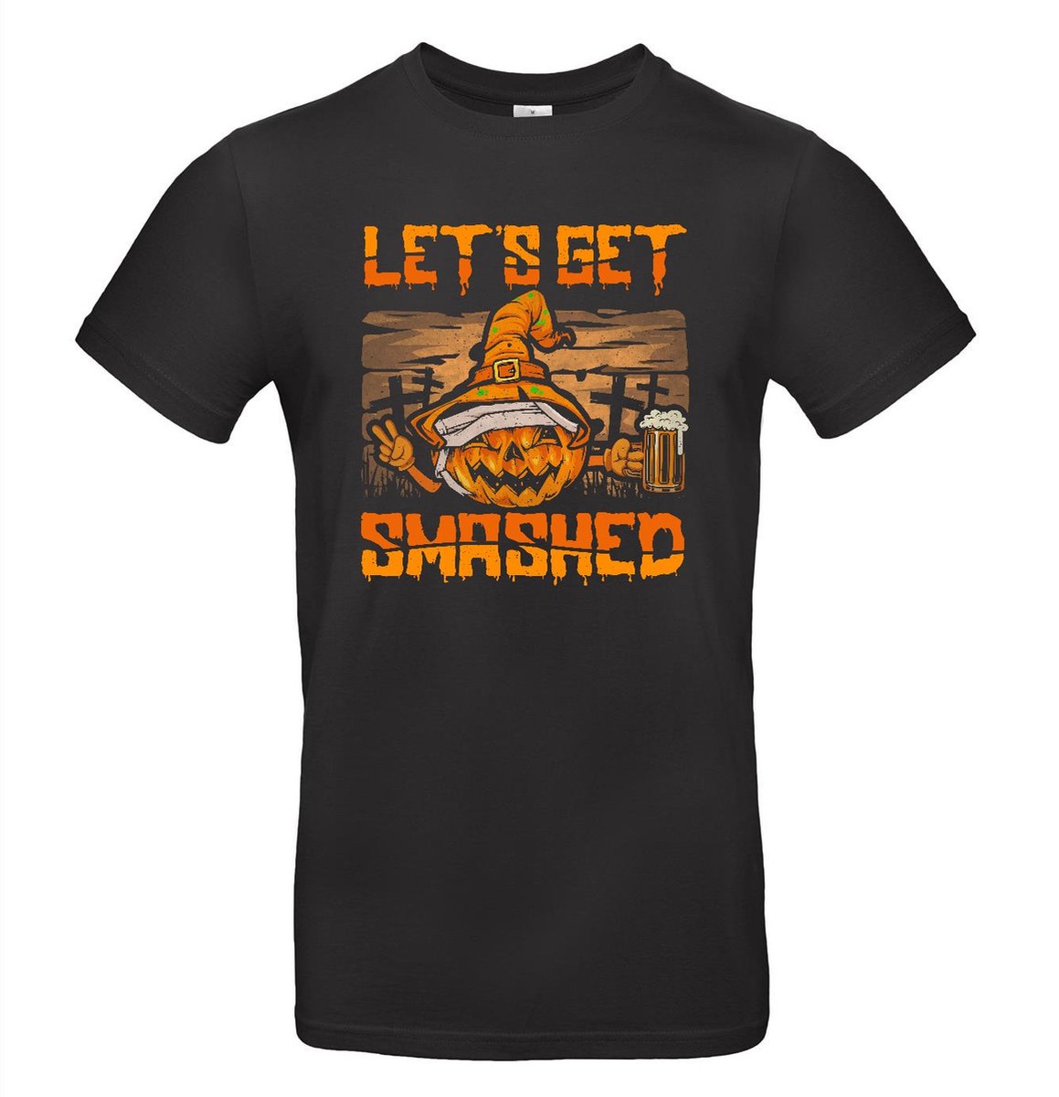 Zwart Halloween T-shirt met opdruk Smashed 164