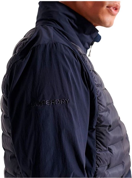 Veste Coupe-vent Superdry Homme – Bleu, Taille XL, Capuche, Poches Zippées