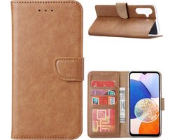 Hoesje Geschikt Voor Samsung Galaxy A14 5G/4G Hoesje met Pasjeshouder – bookcase Portemonnee – Bruin