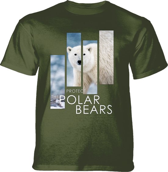 T-shirt Protect Polar Bear Split Portrait Green L