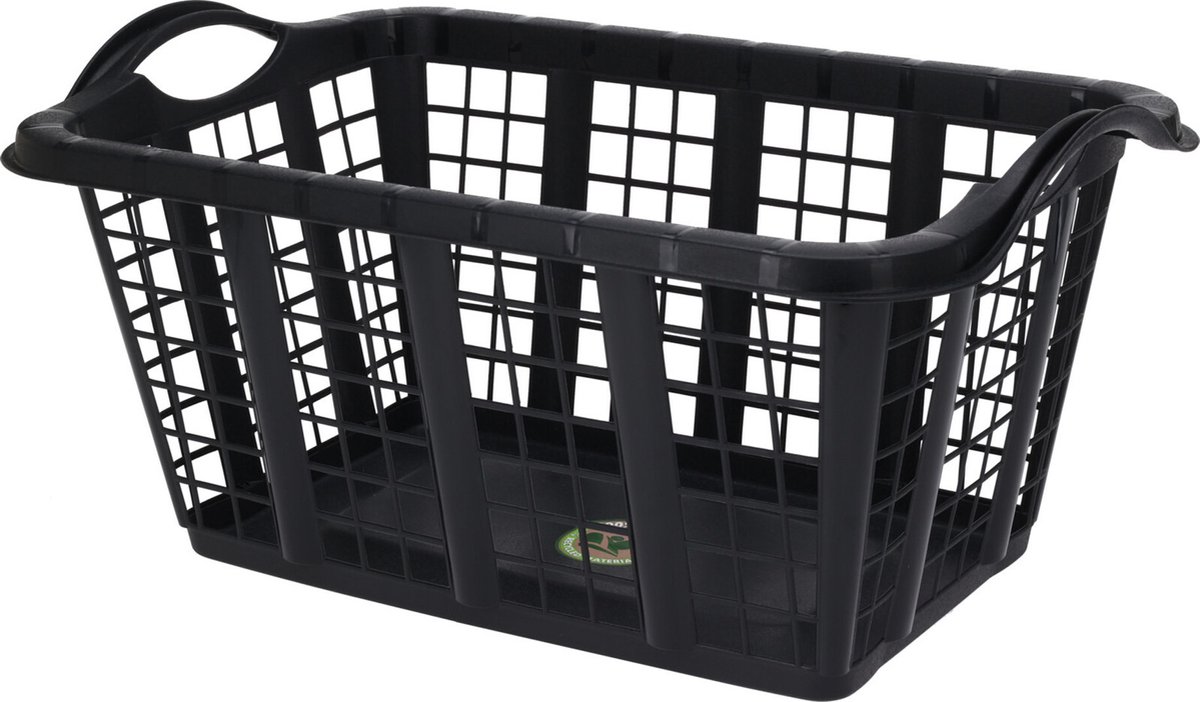 Storage Solutions wasmand met handvatten - zwart - 37 liter - 60 x 40 x 30 cm