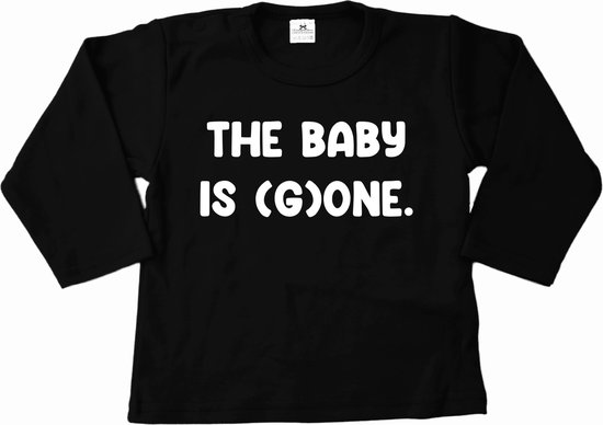 Shirt verjaardag 1 jaar-the baby is g one-lange mouw-zwart-Maat 80