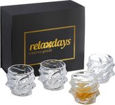 Relaxdays whiskeyglazen set - 4-delig - whiskey geschenkset - thumblerglazen - transparant