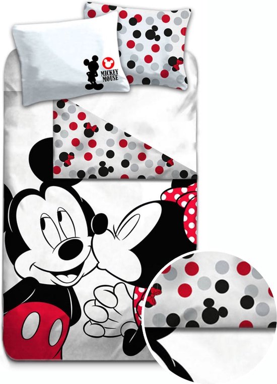 Disney Mickey Mouse Kiss - Dekbedovertrek - Eenpersoons - 140 x 200 cm - Multi
