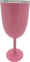 Cocktail glazen - rvs mok - rvs beker - onbreekbare glazen - wijnglas met vliegenkap - longdrink - waterglas op voet - Roze
