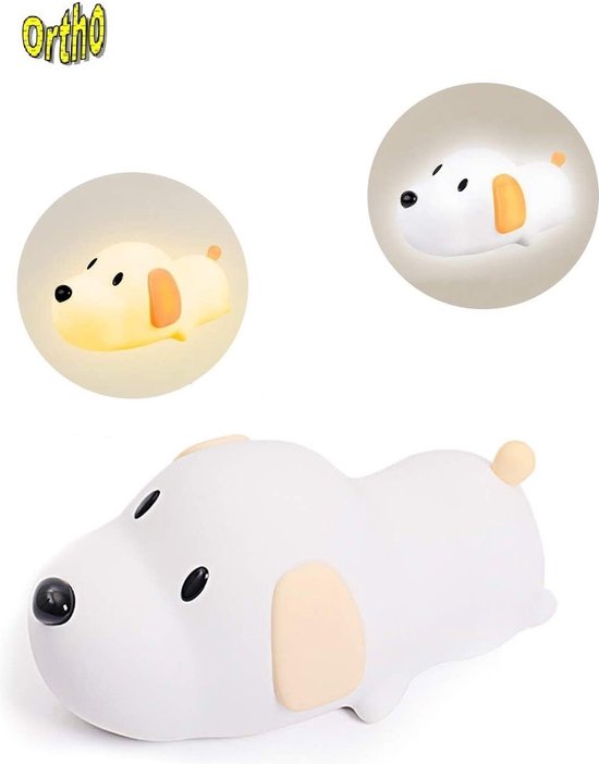 Ortho ® - LED Nachtlampje - Kinderen - Babykamer - Timer - Oplaadbaar - Dimmer - Puppy/Hond - Wit van Ortho — afbeelding 3
