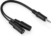 Jack splitter kabel - Y kabel - Stereo - Male naar Female - Niet afgeschermd - 3.5mm - 0.2 meter - Zwart - Allteq