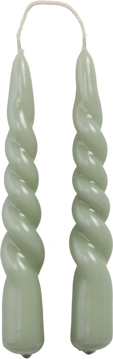 Rustik Lys dinerkaars mini swirl 2 stuks dusty green
