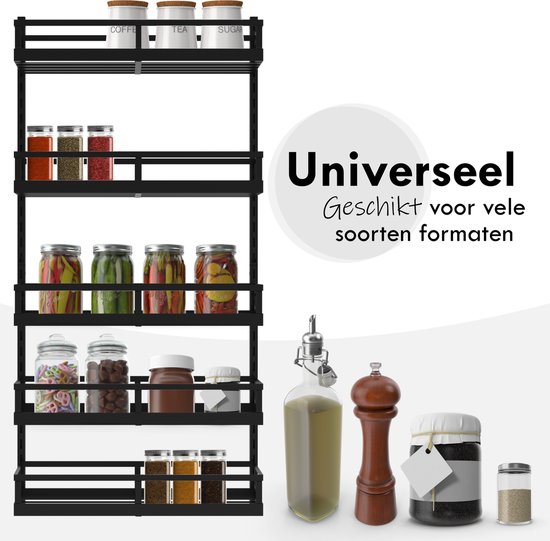 LIFEFAN Magnetische kruidenrek voor thuiskeuken Frige Whiteboard Organizer ( Black, Low/Large