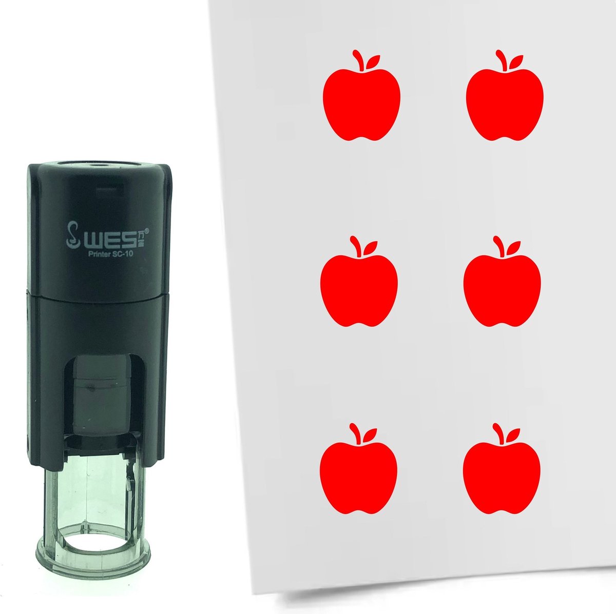 CombiCraft Stempel Appel 10mm rond - Rode inkt