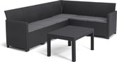 Ensemble salon d'angle Keter Marie + table Orlando - 6 personnes - Anthracite