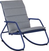 NATERIAL - Chaise à bascule LYCO - Chaise à bascule - Avec coussins gris - Acier - Blauw - Chaise à bascule - Chaise longue de jardin - Chaise longue - Chaise à bascule