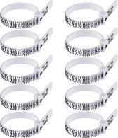 Fako Bijoux® - Ringmaat Meter - Ring Vinger Meetgereedschap - US Maatvoering - Wit - 10 Stuks