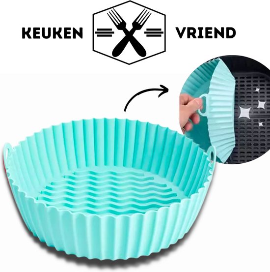 Foto: Keukenvriend airfryer snack schaal herbruikbaar siliconen airfryer mand ovenschaal 20 cm universele heteluchtfriteuse accessoire bakje hete lucht oven geschikt voor philips princess tefal tristar inventum bakvorm mand