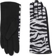 Gevoerde dames handschoenen zebra print zwart maat M L