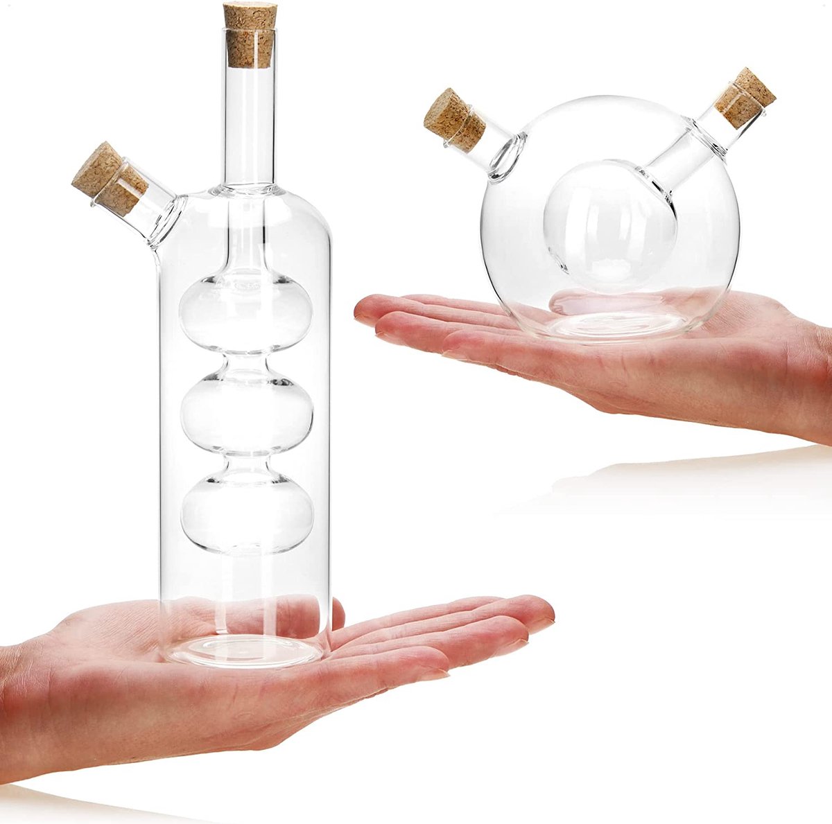 Bouteille d'huile de vinaigre en verre 2 en 1 – Distributeur d'huile – Distributeur de