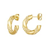 Straw hoop oorbellen - goud - gold plated - stainless steel - waterproof - gold - hoop - nikkel vrij - oorbellen - steentjes - glitter - statement