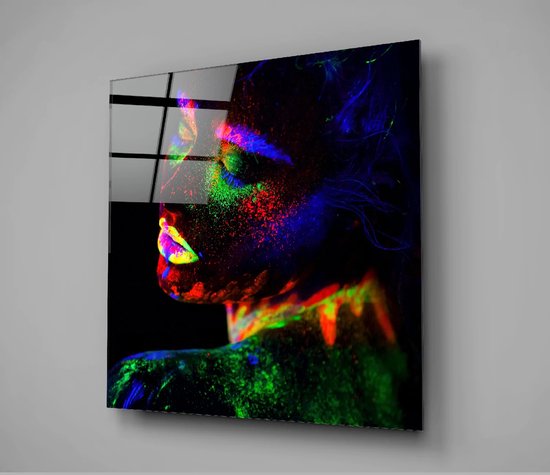 Insigne Glazen Schilderijen - Vrouw - Neon Vrouw Glasschilderij