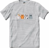 Cool Cats | Katten - Kat - Cats - T-Shirt - Unisex - Donker Grijs - Gemêleerd - Maat 4XL