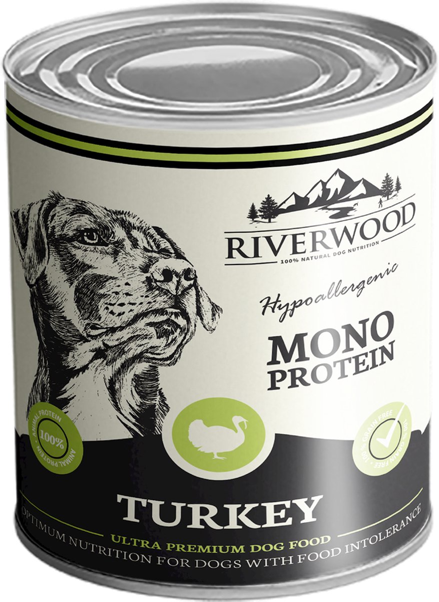 Riverwood 6-pack (5% Korting) - Ultra Premium Natvoer voor Honden - 2.4Kg - Kalkoen Hypoallergeen - Graan- en Glutenvrij