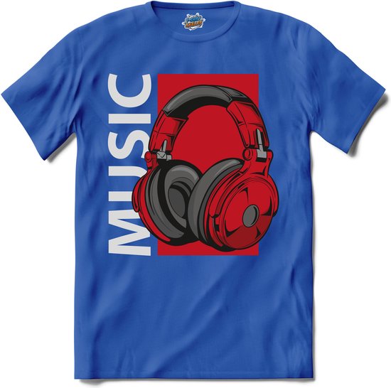 Music Koptelefoon | Muziek - Kop telefoon - Hobby - T-Shirt - Unisex - Royal Blue - Maat M