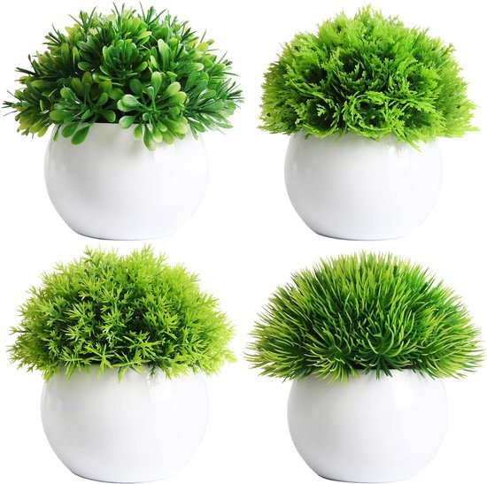 4 stuks decoratieve kunstplanten kleine nepplanten binnen mini plastic faux  planten in... | bol