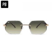 PB Sunglasses - Sierra Gradient Green. - Zonnebril heren en dames - Premium Diamond Cut bril - - Randloze stijl - Stainless steel
