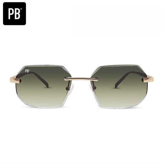 PB Sunglasses - Sierra Gradient Green. - Lunettes de soleil pour hommes et femmes - Découpe en diamant - Monture en acier inoxydable - Style sans monture.