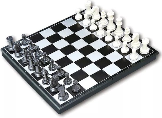 Borvat® | Opvouwbaar schaakbord | 13x13cm | mini-schaakbord | Schaakspel | met schaakstukken | Schaakspellen | Magnetisch | Draagbaar