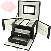 Behave® Luxe Jewellery Box Ladies - Boîte à bijoux - Zwart - Boîte à bijoux pour Filles avec de nombreuses options de rangement pratiques