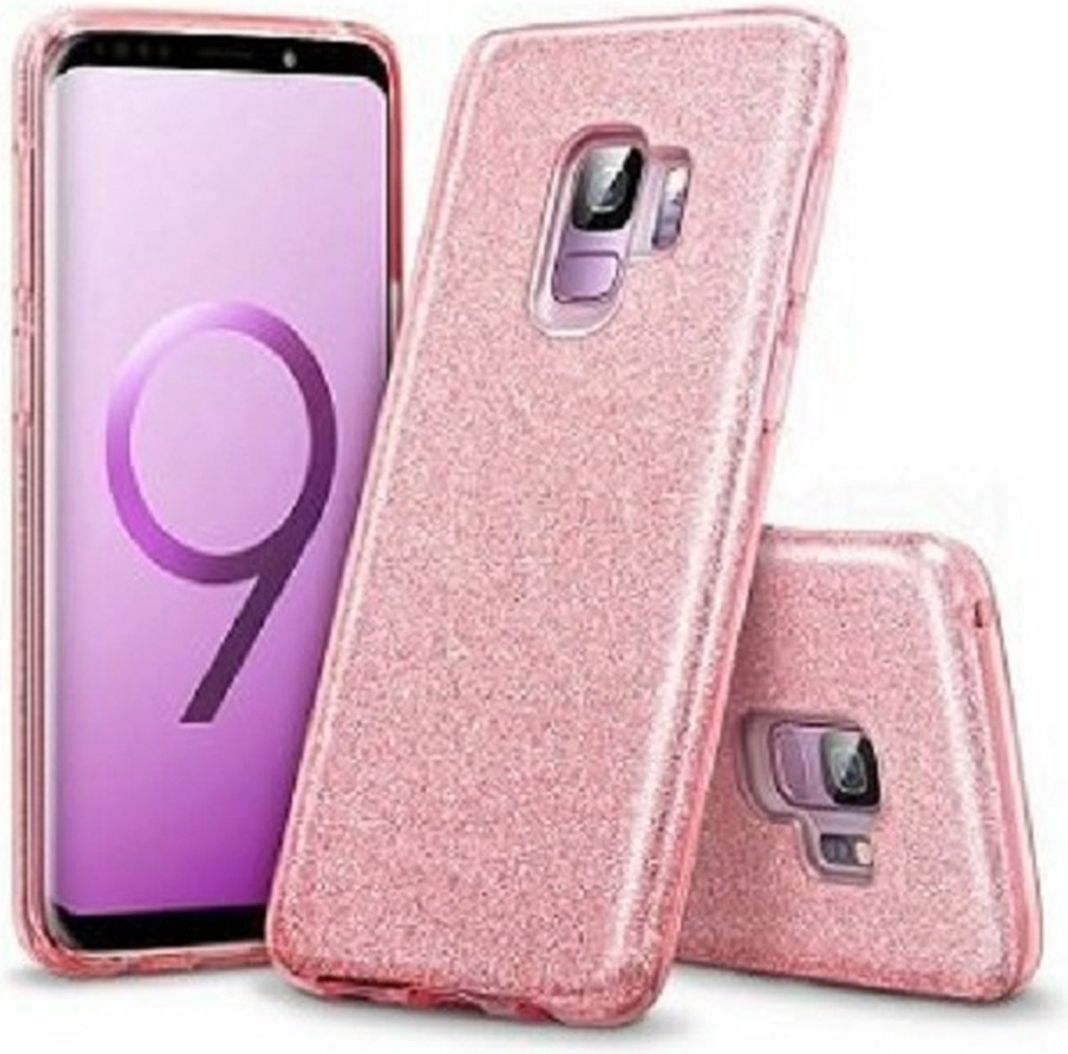 Samsung S9 PLUS Siliconen Glitter Hoesje Roze