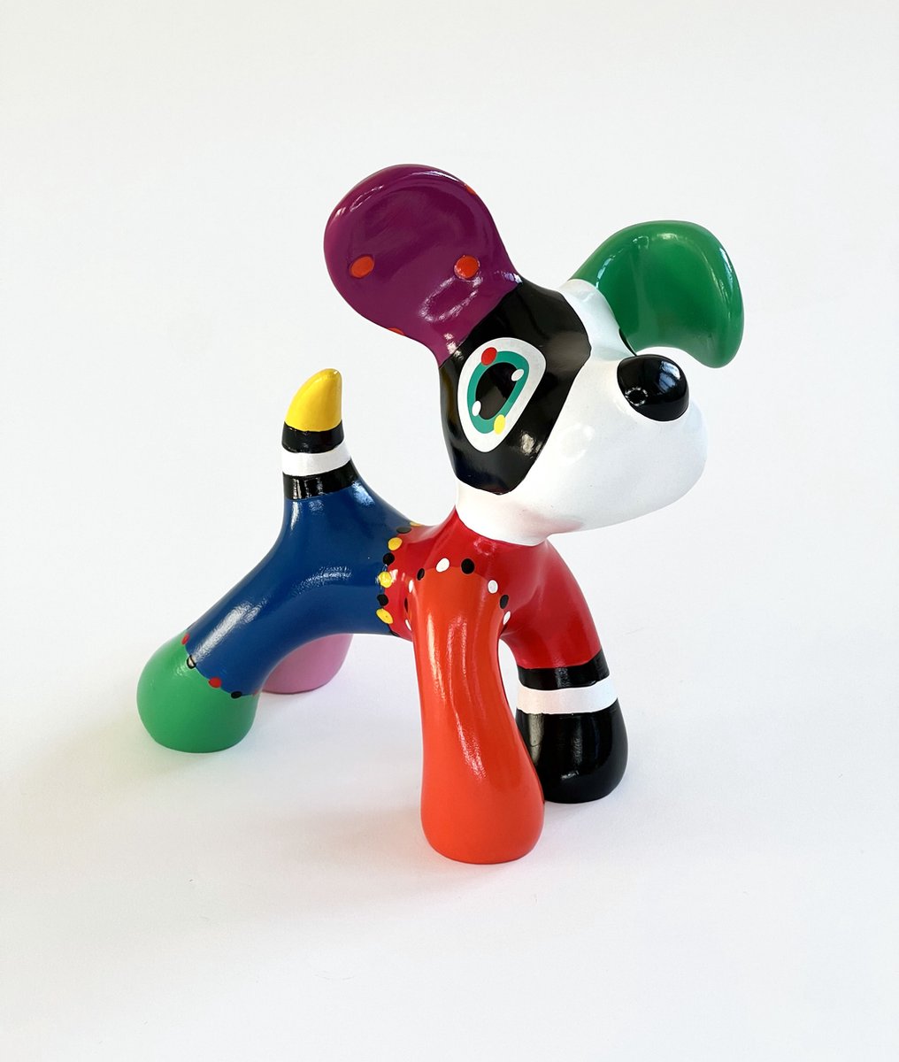 Jacky Zegers beeld NATCHO - JZ18 - 20cm - Kleurrijk van een Hond - Handbeschilderd - Uniek en Origineel Cadeau