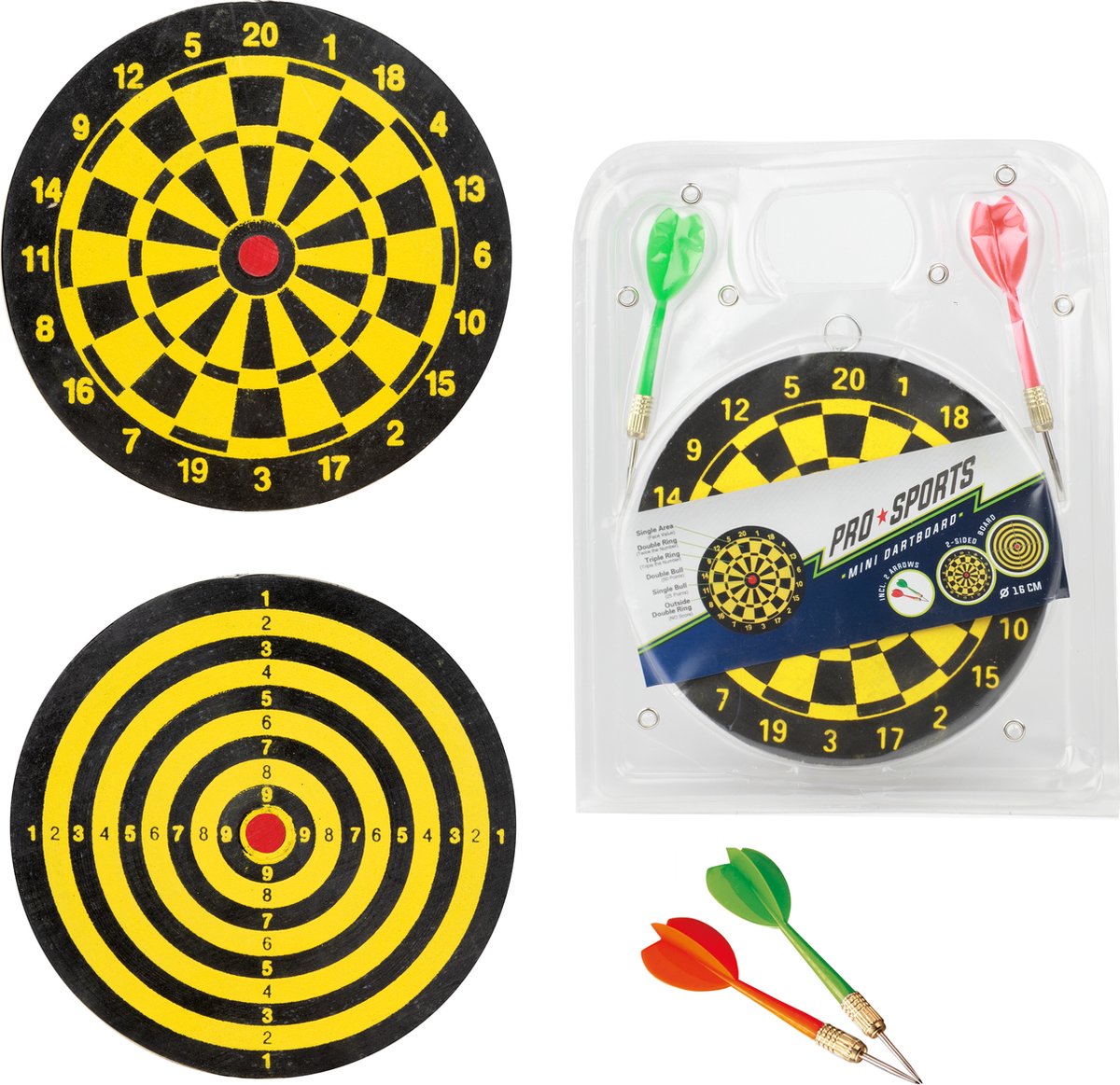 Toi-Toys - PRO SPORTS Mini dartbord - 16cm - met 2 dartpijlen