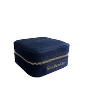 ShaRenCia- Sieradendoos met spiegel -Classic Elegant Vintage-Navy blue velvet-Travel jewelry Box-Ring/ketting/hanger/Oorbelen