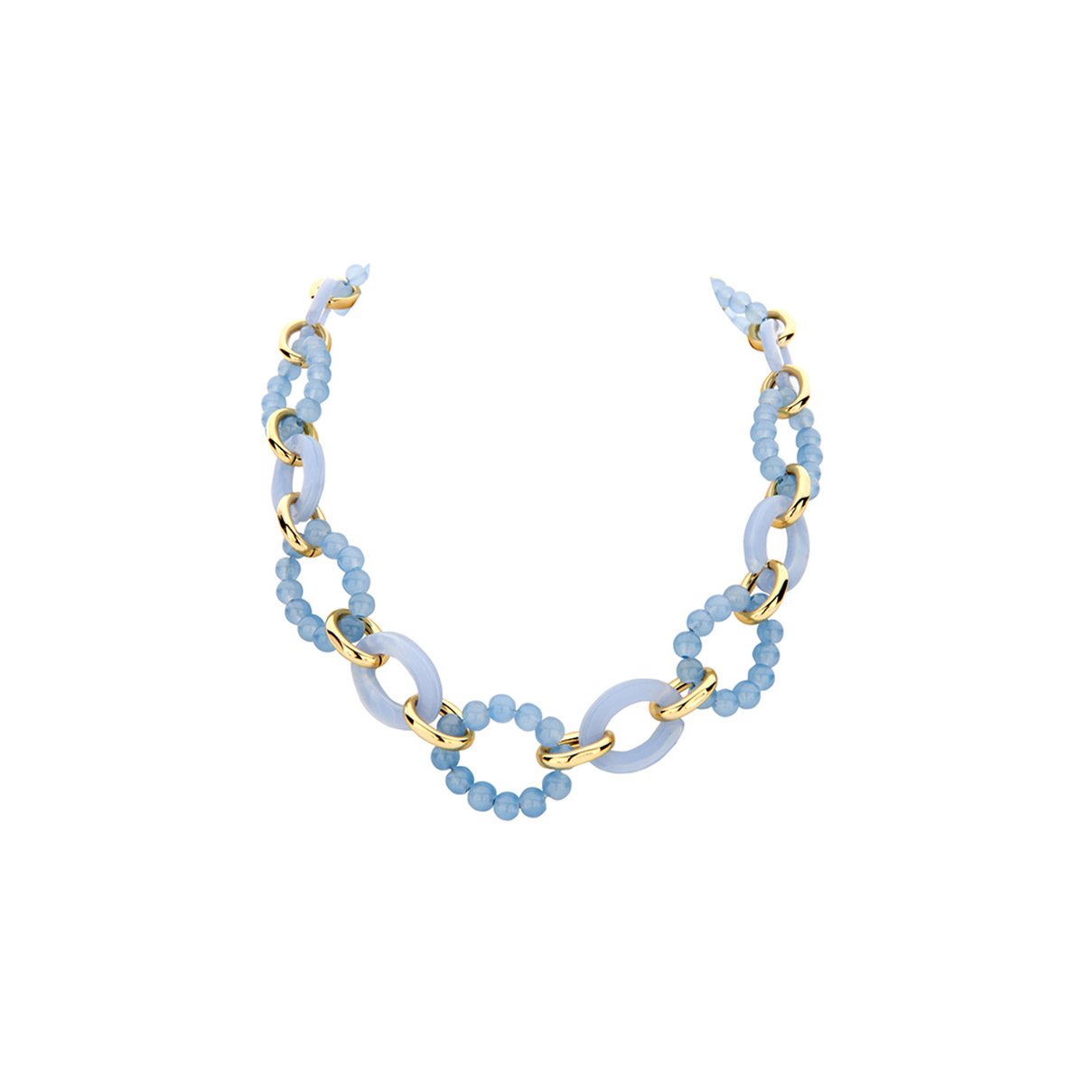 Les Cordes - Halsketting - Collier - DALICIA - Kleur Blauw - Metaal - Sieraad Dames - Juwelen - Statement ketting