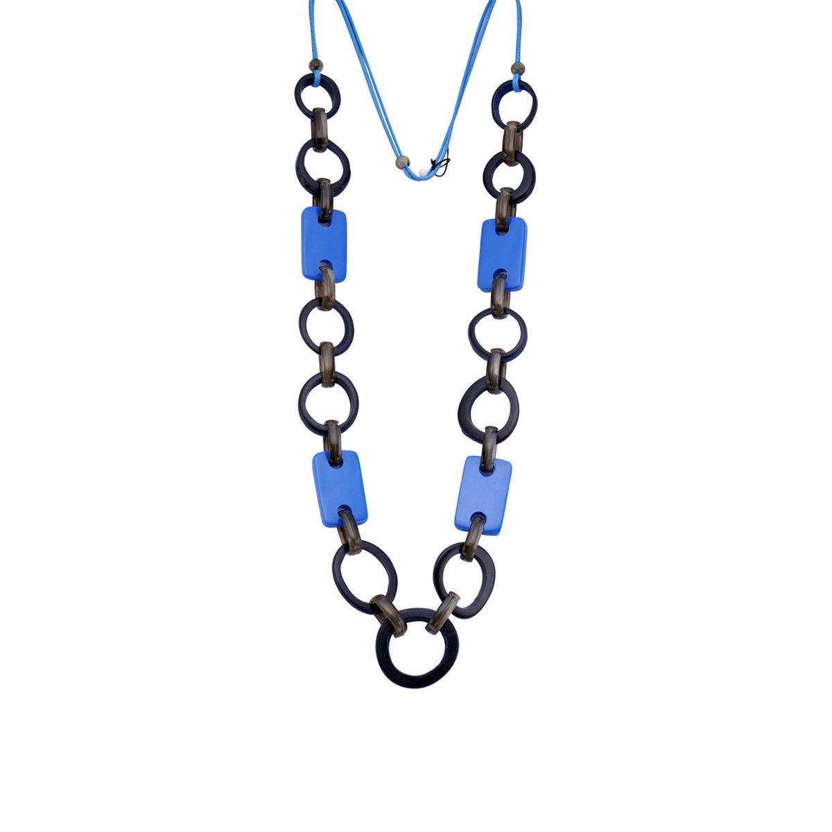 Les Cordes - Halsketting - Collier - UZA - Kleur Blauw - Textiel - Sieraad Dames - Juwelen - Statement ketting