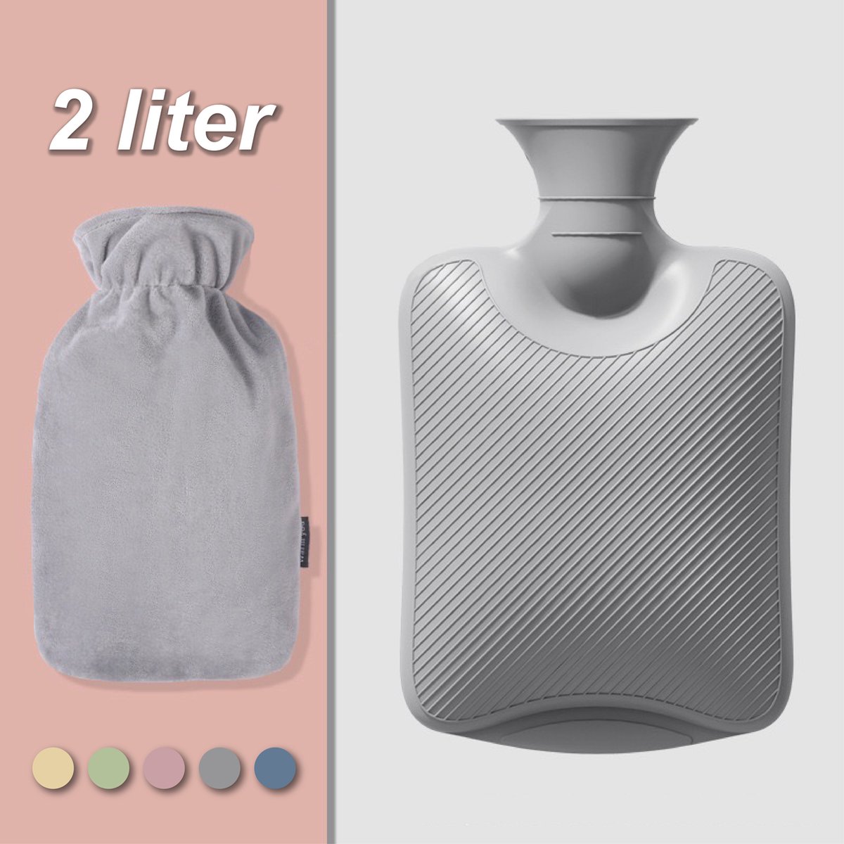 Goedkoopste Colorful Sun® Kruik met Hoes 2L – Warm & Koud Gebruik – Pluche Warmwaterkruik – Nek-, Rug- & Buikverwarmer – Ideaal bij Spierpijn, Buikpijn & Koeling – Voor in Bed & Overdag – Perfect Cadeau – Grijs