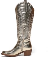 SmileFavorites® Dames Cowboylaarzen met Hak - Goud - Imitatieleer - Maat 38