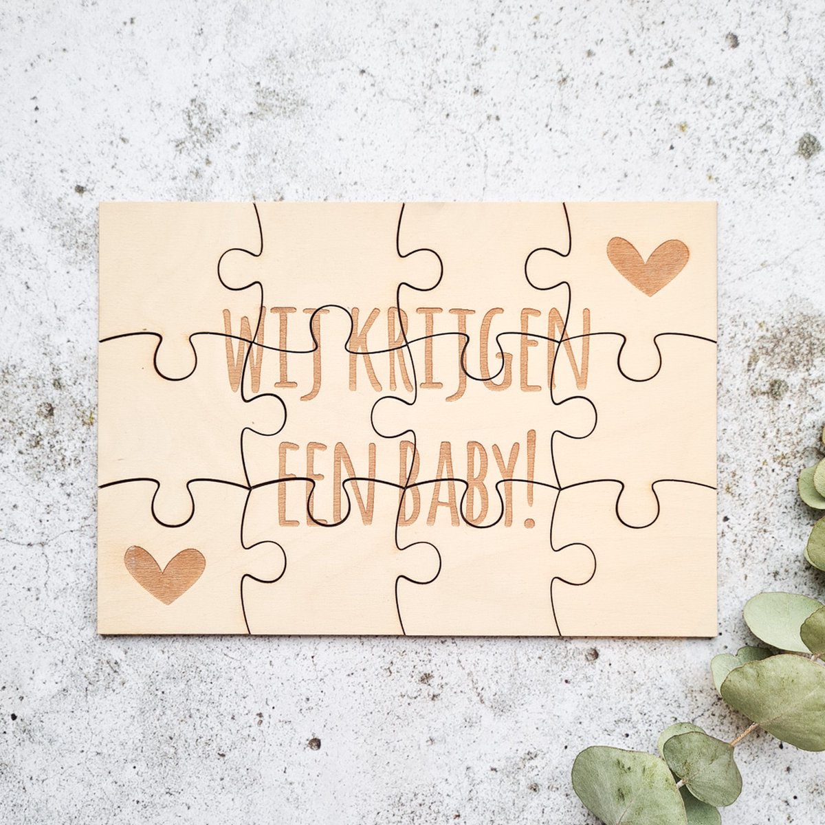 Houten puzzel A5 | Zwangerschapsaankondiging | Bekendmaking zwangerschap | Wij krijgen een baby!