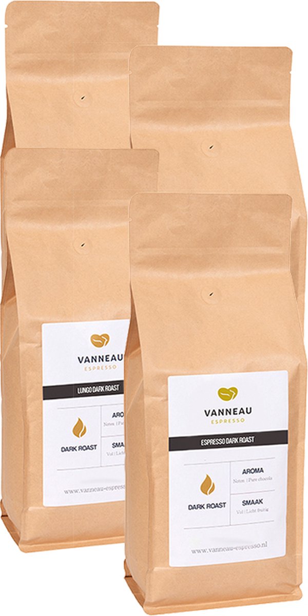 Vanneau Espresso - Proefpakket dark roast koffiebonen- 4x 250g