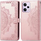 iMoshion Hoesje Met Pasjeshouder Geschikt voor Xiaomi Redmi Note 12 Pro - iMoshion Mandala Bookcase - Rosé Goud