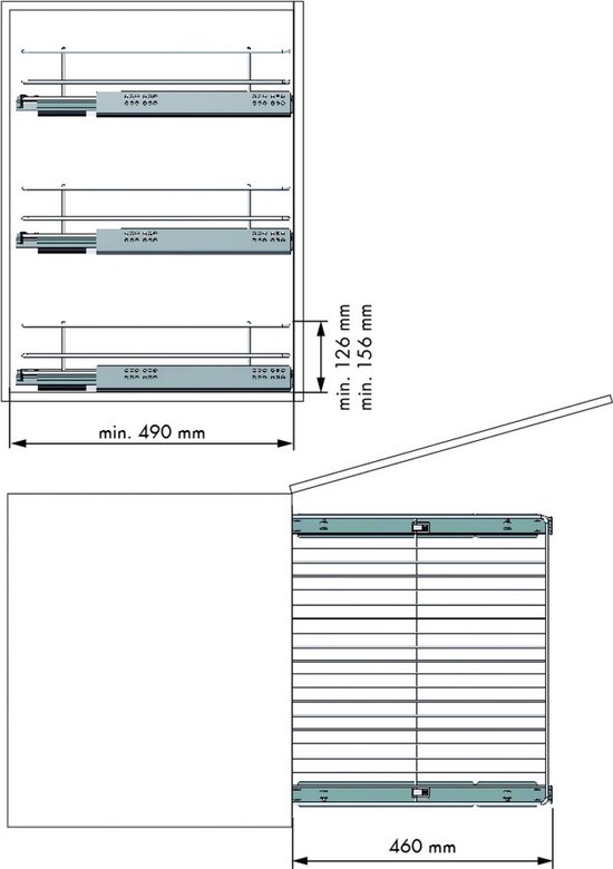 MS Beschläge staal schuifladensysteem wit ladeset ladesysteem 40kg draaglast ondervloergeleiding volledig uitschuifbaar soft-close ladeuittrek (lengte: 300mm, hoogte: 120mm