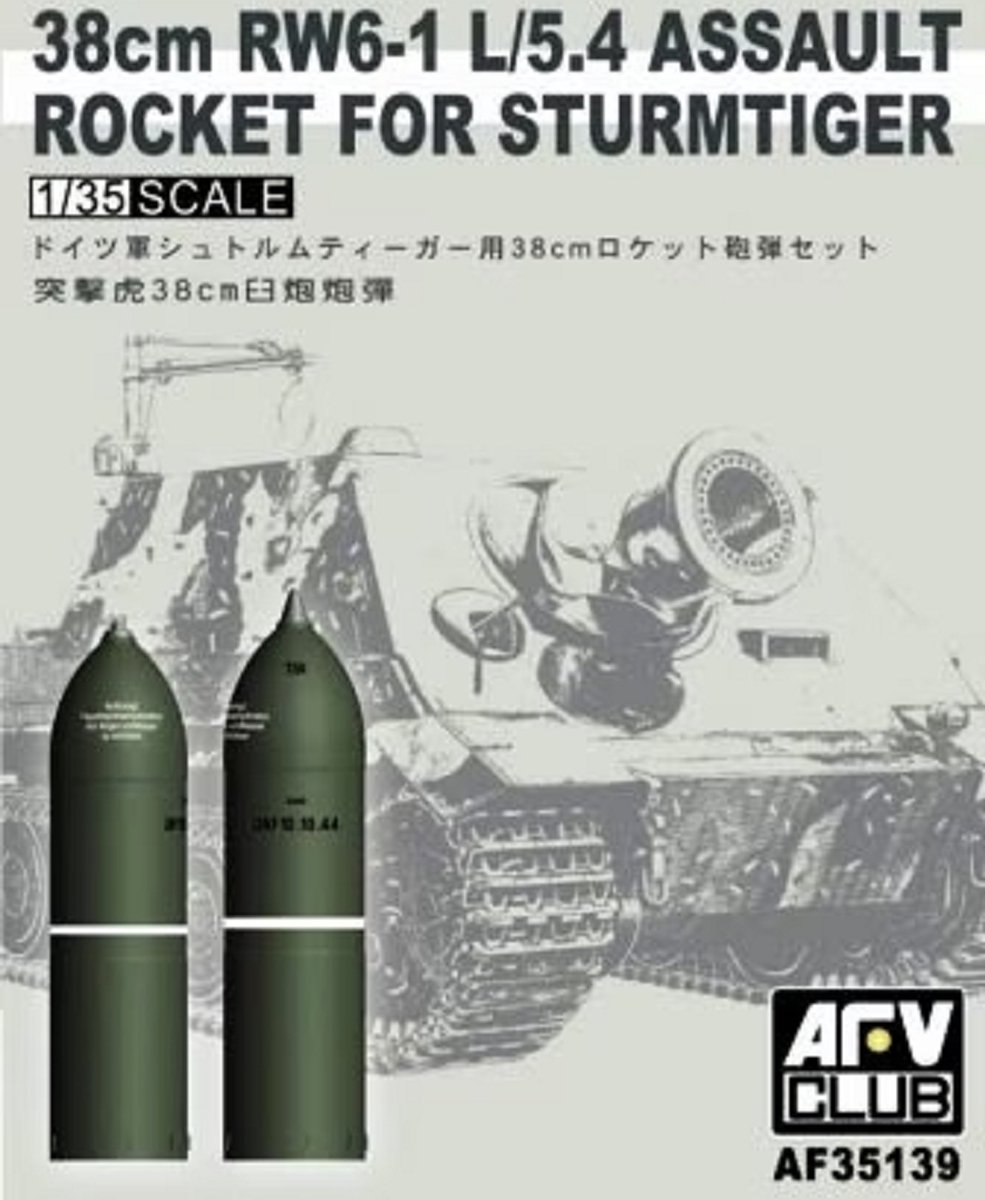 AFV Club Modelbouwpakket Ruimtevaart - 35139 38cm RW6-1 L/5.4 Assault Rocket for Sturmtiger Plastic - 1:35 - Modelbouw